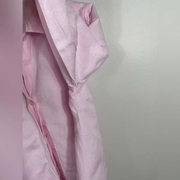 Joan Vass NY Elegant Pink Button Down Women's Shirt Linen Work Career Size M - Picture 5 of 16